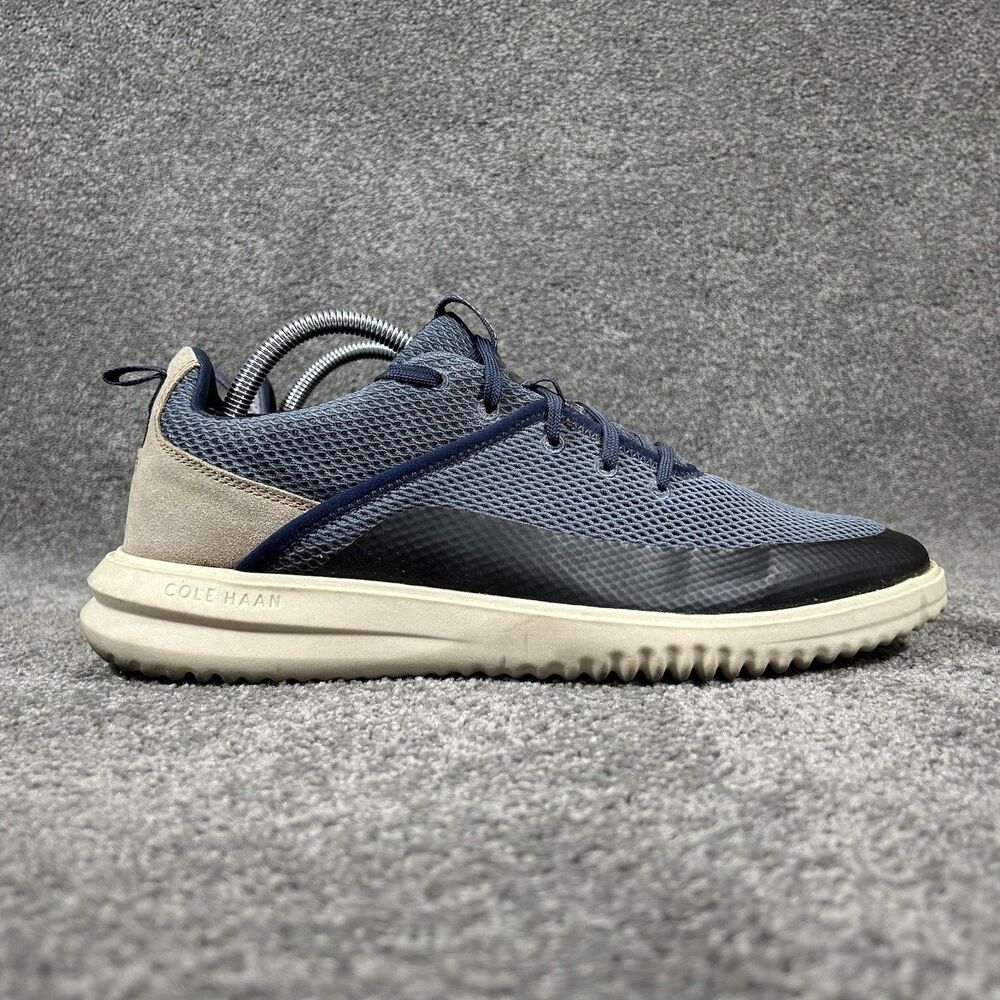 Cole Haan Grand+ Hybrid Mens Size 10 Navy Woven Leather Comfort Shoes Used